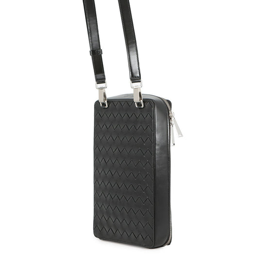 Bottega Veneta INTRECCIATO Cross Body Bag Black596730 Leather