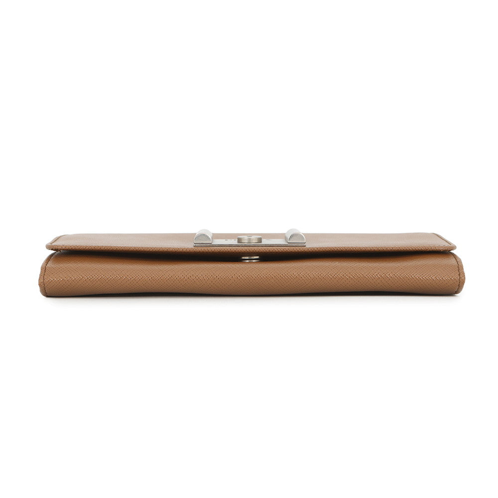 PRADA Chain wallet Camel1MT440 Saffiano Leather