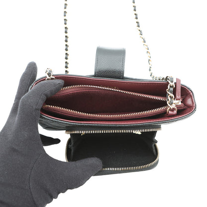 CHANEL Shoulder Smartphone Case BlackAP2916 Caviar Leather