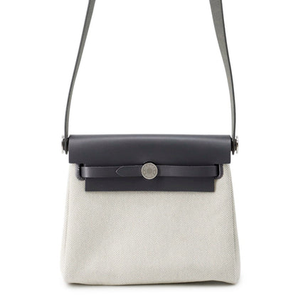 HERMES Herbag zip Ecru/Ardoise Toile Military Vache Hunter Leather Size Mini