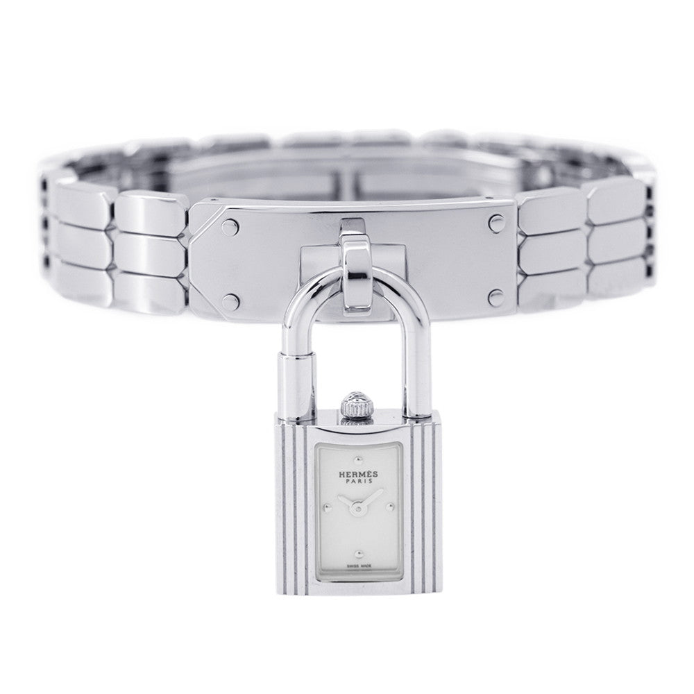 HERMES Kelly Watch Mini W16mm Stainless Steel Sparkling White Lacquer DialKE4.110