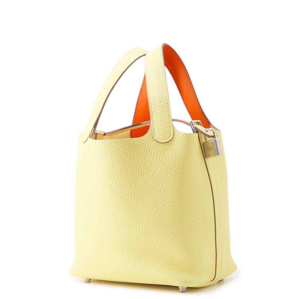 HERMES Picotin Lock Eclat Limoncello/Orange Minian Taurillon Clemence Swift Leather Size PM
