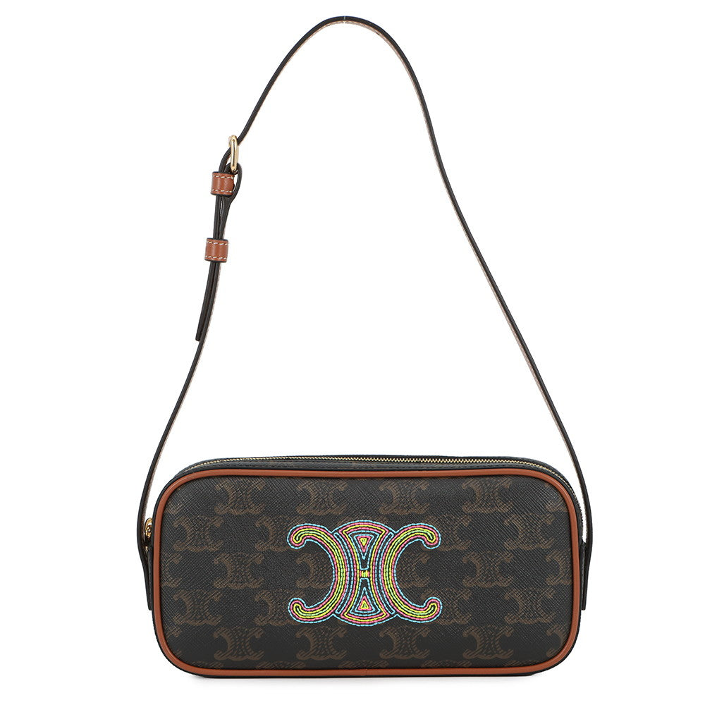 CELINE Triomphe Mini Camera Bag Tan/Multicolor10J582 PVC Leather
