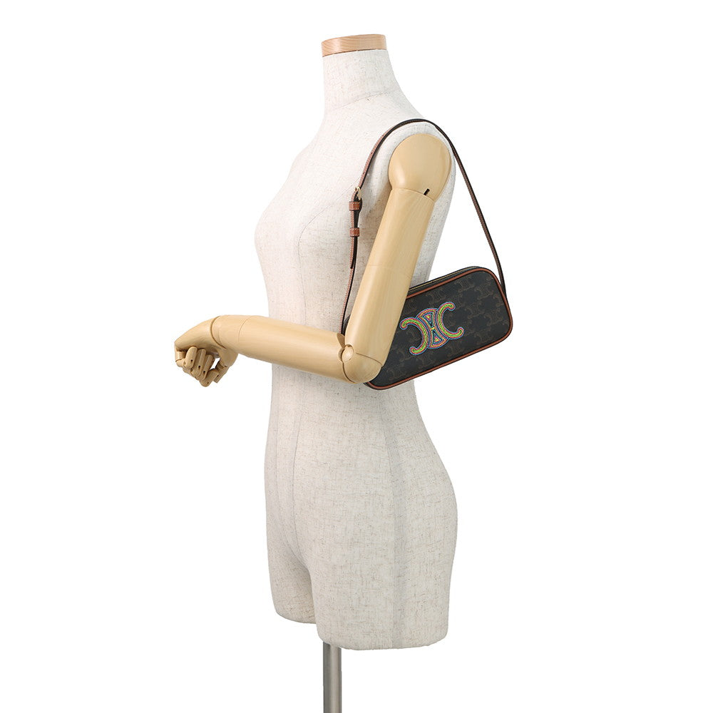 CELINE Triomphe Mini Camera Bag Tan/Multicolor10J582 PVC Leather