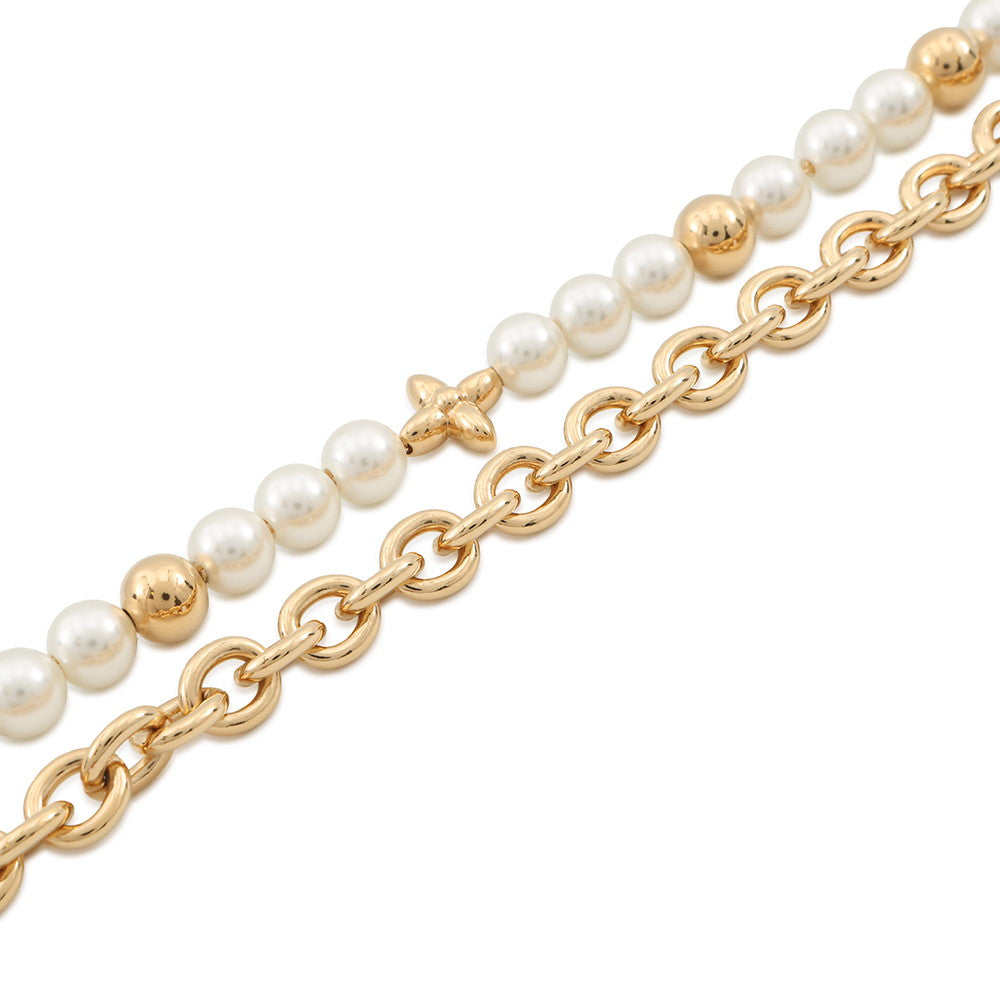 LOUIS VUITTON Bag Charm Pearl River GoldM02608 Gold Plated Faux Pearl