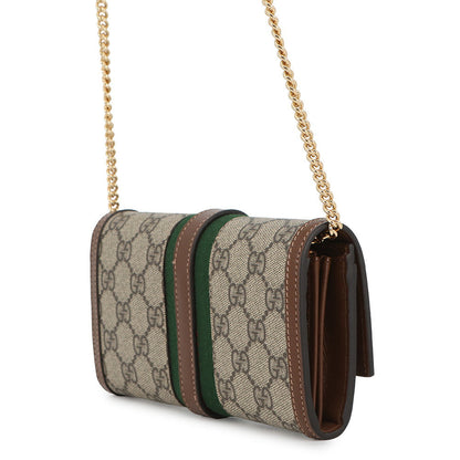 GUCCI Jackie 1961 Continental Chain Wallet Beige/Brown652681 GG Supreme/Leather