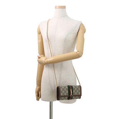 GUCCI Jackie 1961 Continental Chain Wallet Beige/Brown652681 GG Supreme/Leather