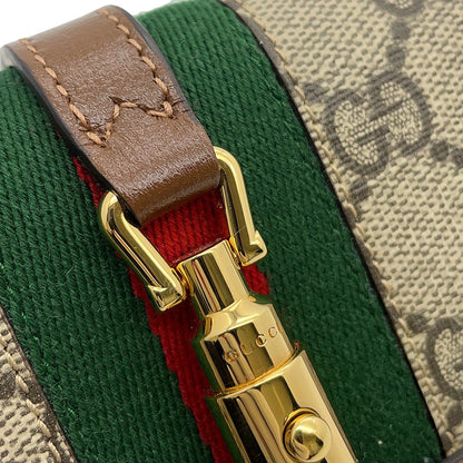 GUCCI Jackie 1961 Continental Chain Wallet Beige/Brown652681 GG Supreme/Leather