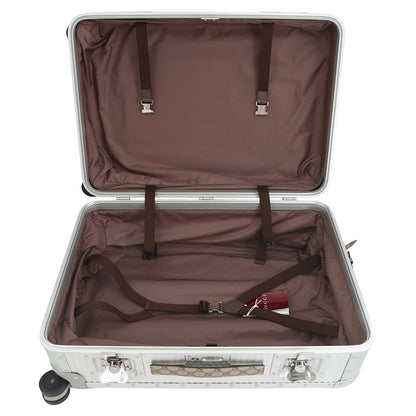 GUCCI Porter Cabin Trolley FRM Suitcase Silver801875 Aluminum GG Supreme Size Medium