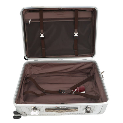 GUCCI Porter Cabin Trolley FRM Suitcase Silver801875 Aluminum GG Supreme Size Medium