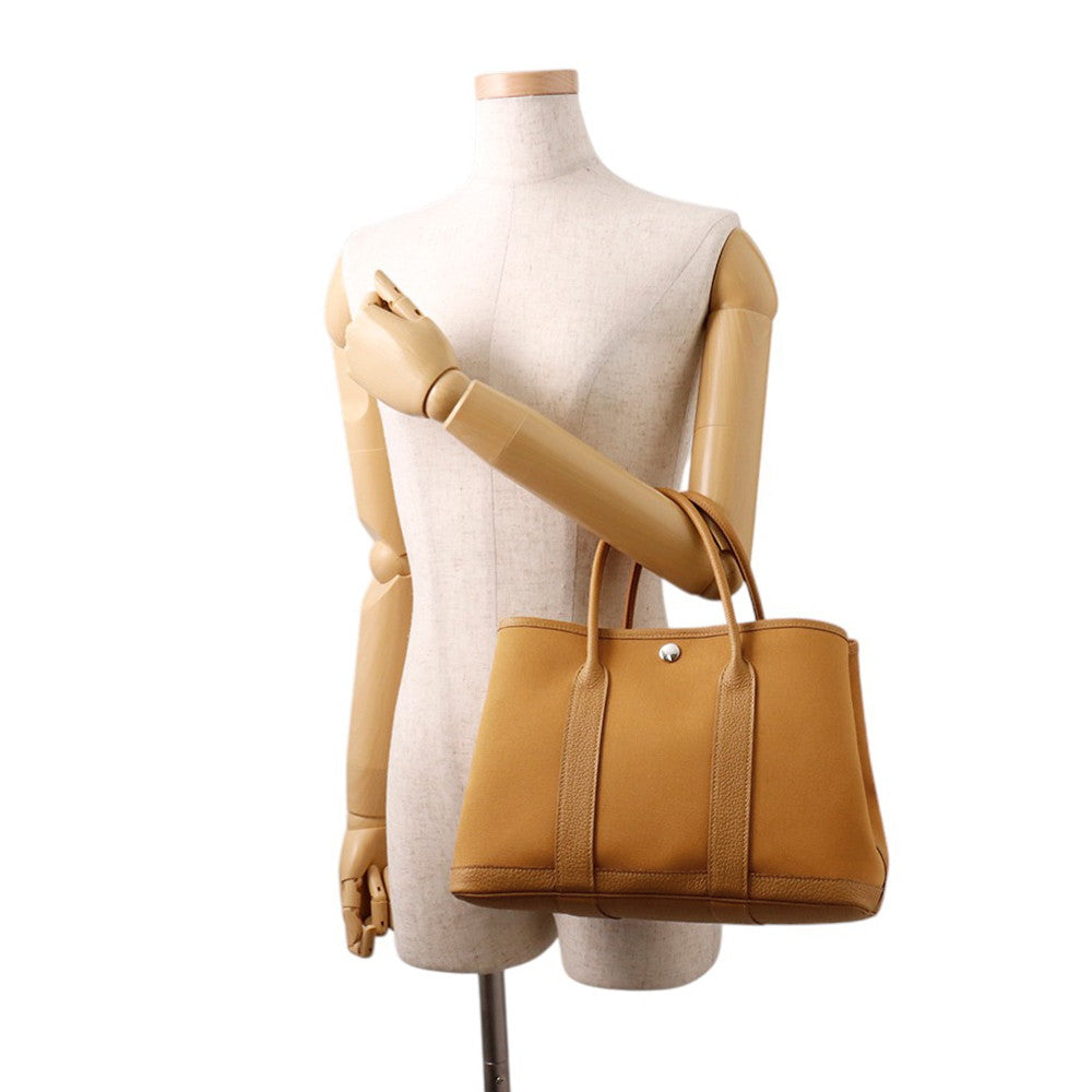 HERMES Garden Party Sesame Toile Officier Negonda Leather Size TPM
