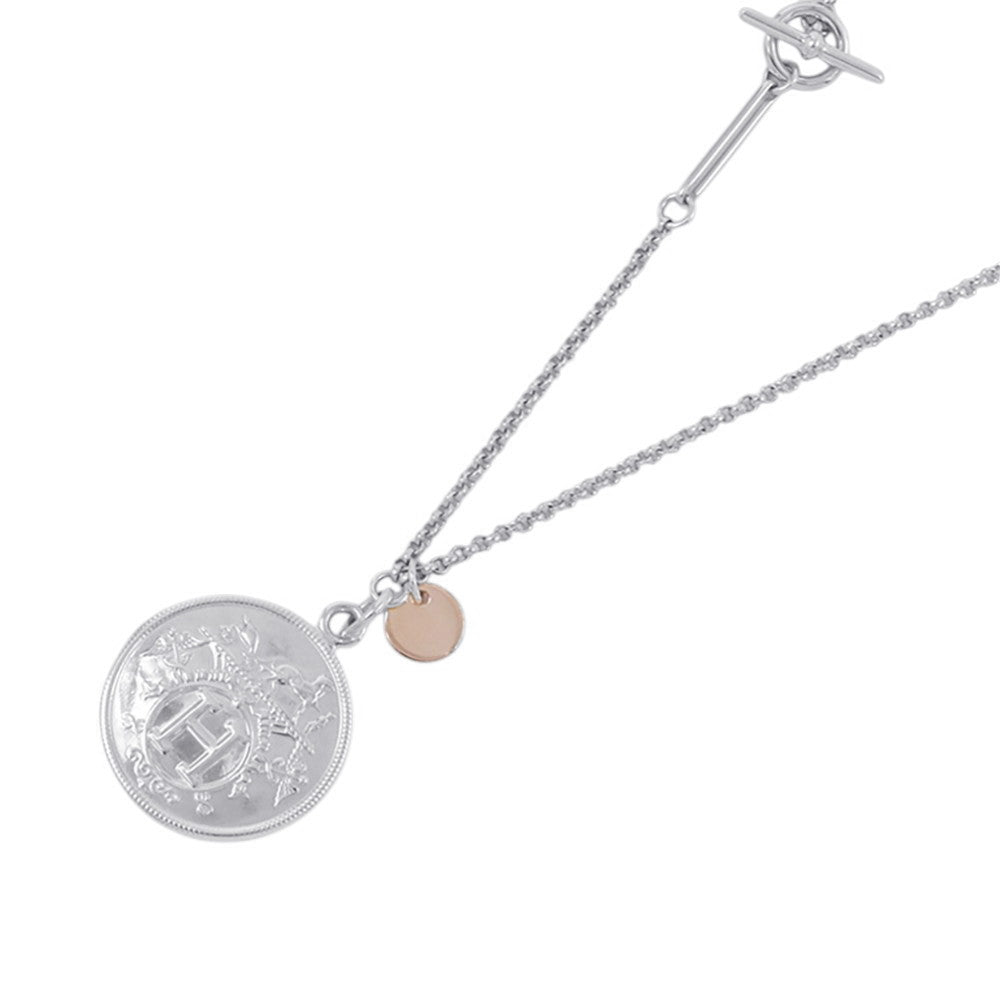 HERMES Ex Libris Necklace Size MM SV925 K18PG