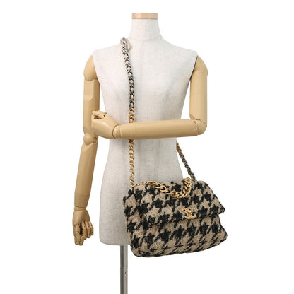 CHANEL CHANEL 19 Maxi Tweed Chain Shoulder Bag Beige/BlackAS1162 Tweed