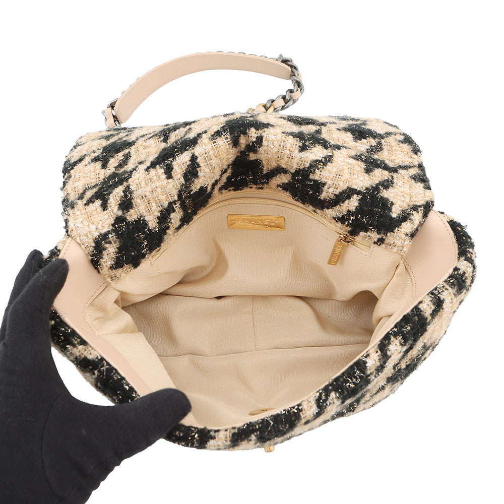 CHANEL CHANEL 19 Maxi Tweed Chain Shoulder Bag Beige/BlackAS1162 Tweed
