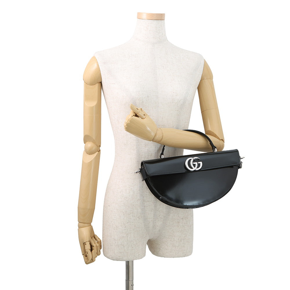 GUCCI Half Moon 2WAY Bag Black805815 Leather