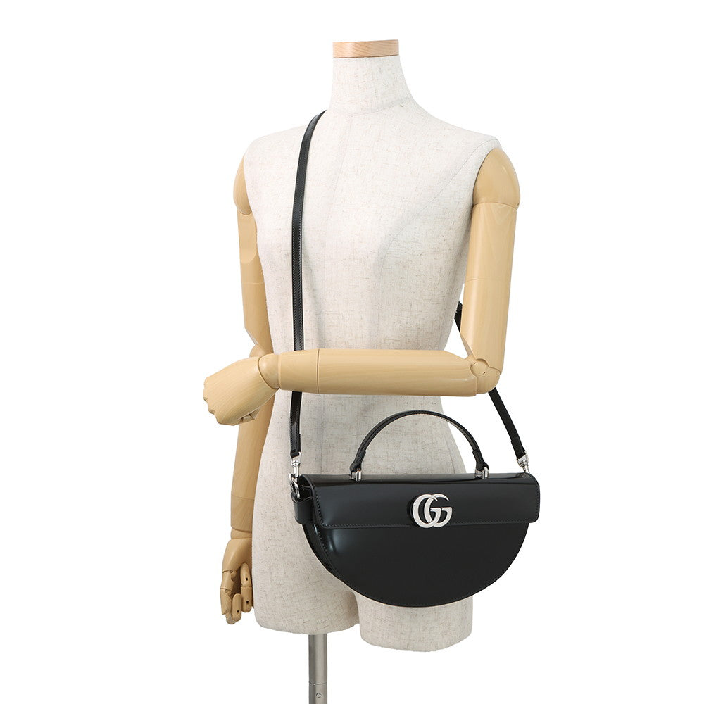 GUCCI Half Moon 2WAY Bag Black805815 Leather