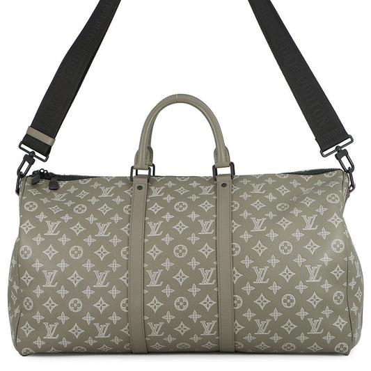 LOUIS VUITTON Keepall Bandouliere Olive Green M12504 Monogram Shadow Size 50