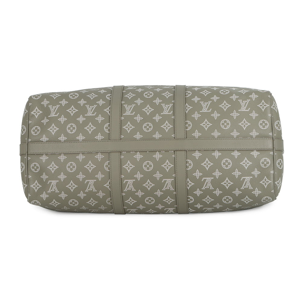 LOUIS VUITTON Keepall Bandouliere Olive Green M12504 Monogram Shadow Size 50