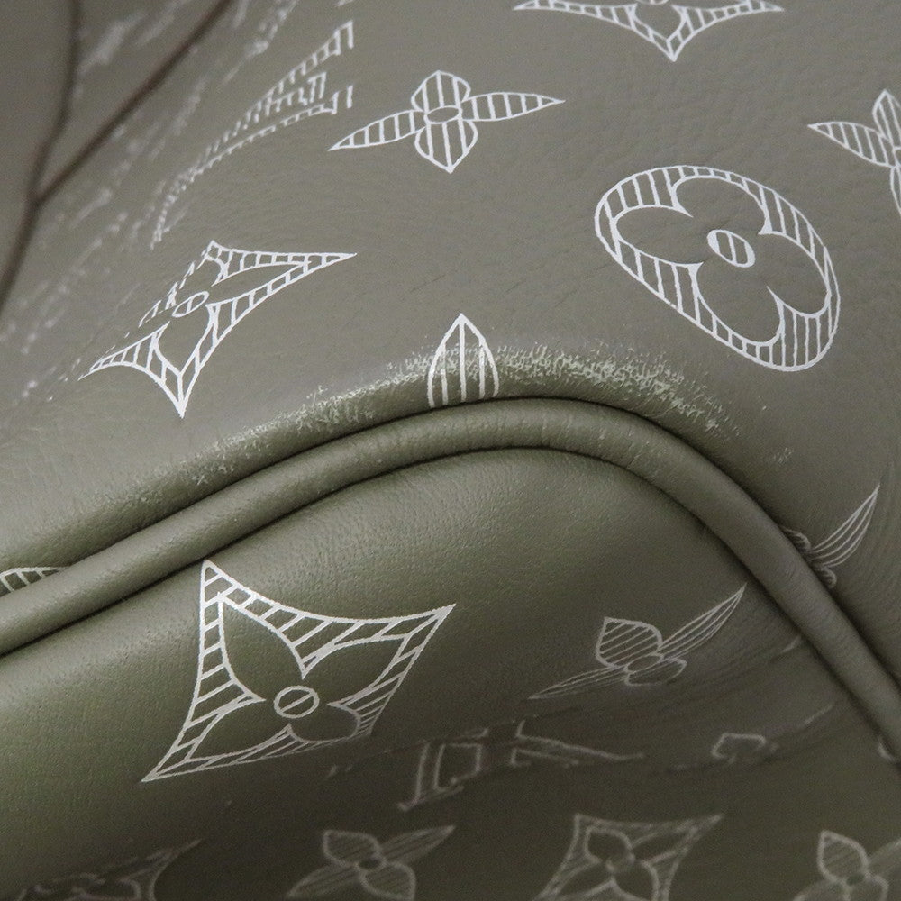 LOUIS VUITTON Keepall Bandouliere Olive Green M12504 Monogram Shadow Size 50