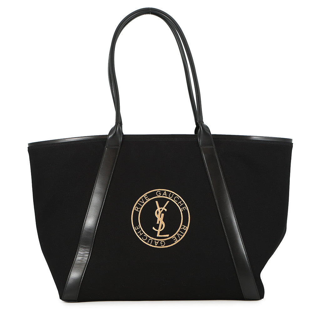 SAINT LAURENT PARIS Rive Gauche Tote Bag Black780096 Leather Canvas