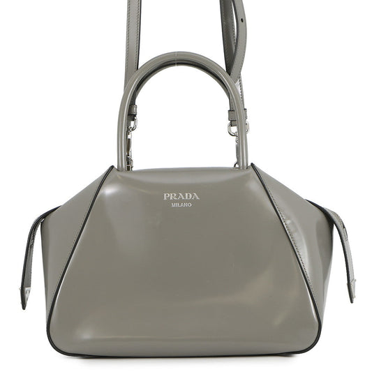 PRADA Supernova 2-way Handbag Gray1BA366 Leather Size Small