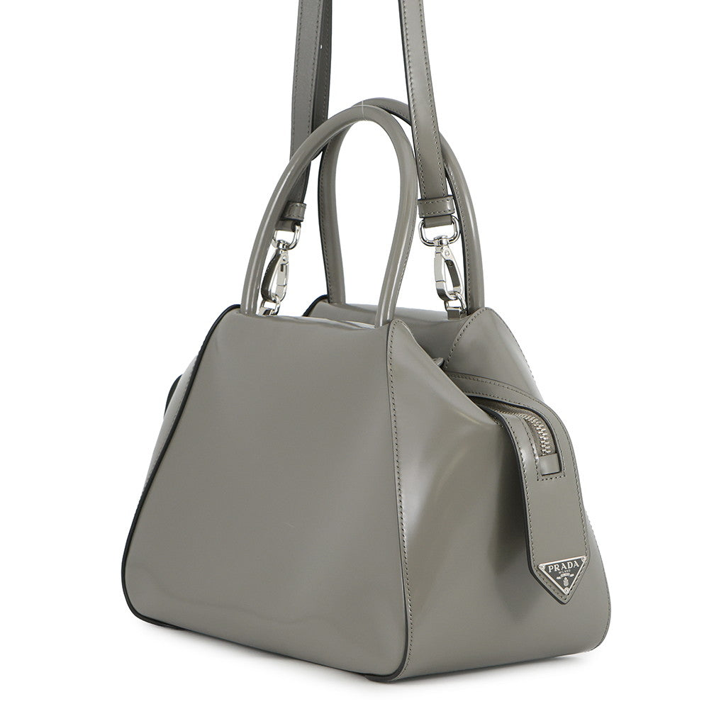 PRADA Supernova 2-way Handbag Gray1BA366 Leather Size Small