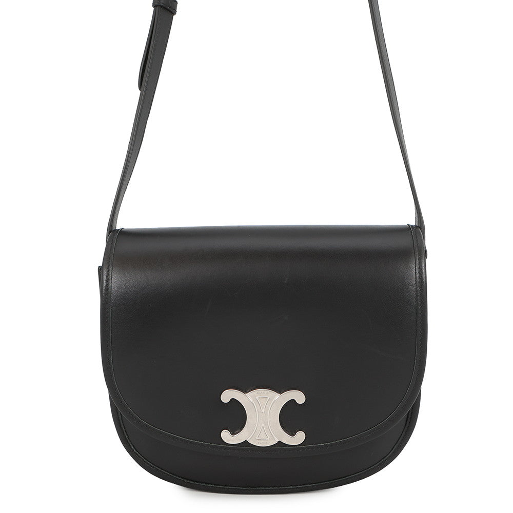 CELINE Triomphe Busas Shoulder Bag Black114453 Leather Size Medium