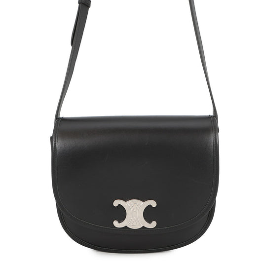 CELINE Triomphe Busas Shoulder Bag Black114453 Leather Size Medium