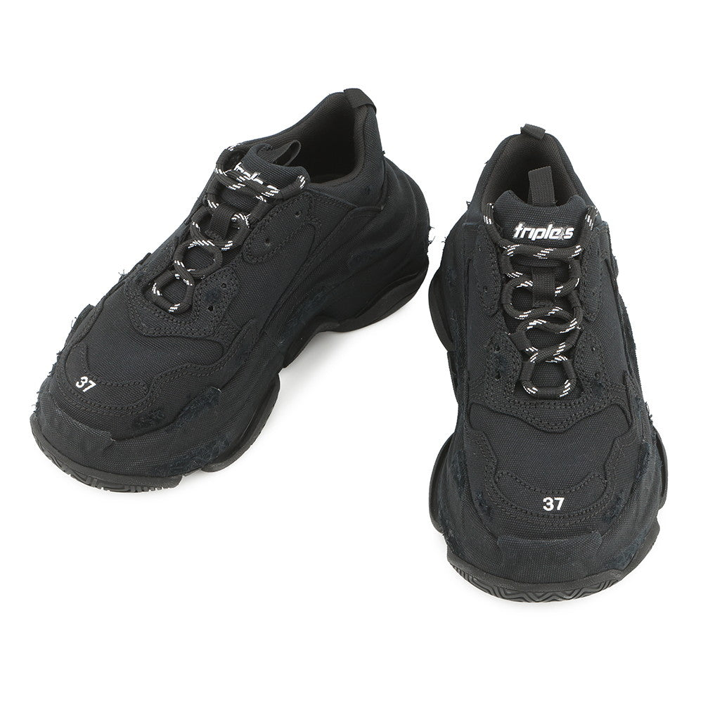 BALENCIAGA Triple S Sneakers Black524039 Canvas Size 37