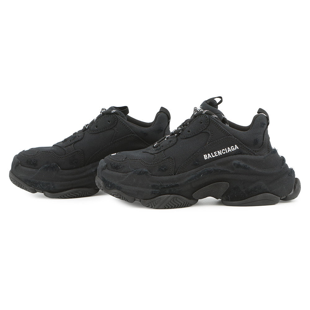 BALENCIAGA Triple S Sneakers Black524039 Canvas Size 37