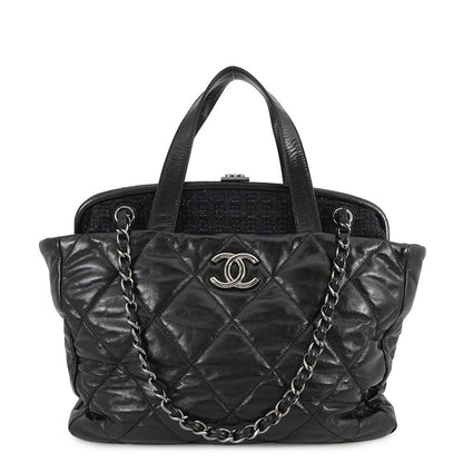 CHANEL Matelasse Portobello 2WAY ChainTote Bag BlackA46153 Vintage Leather Straw