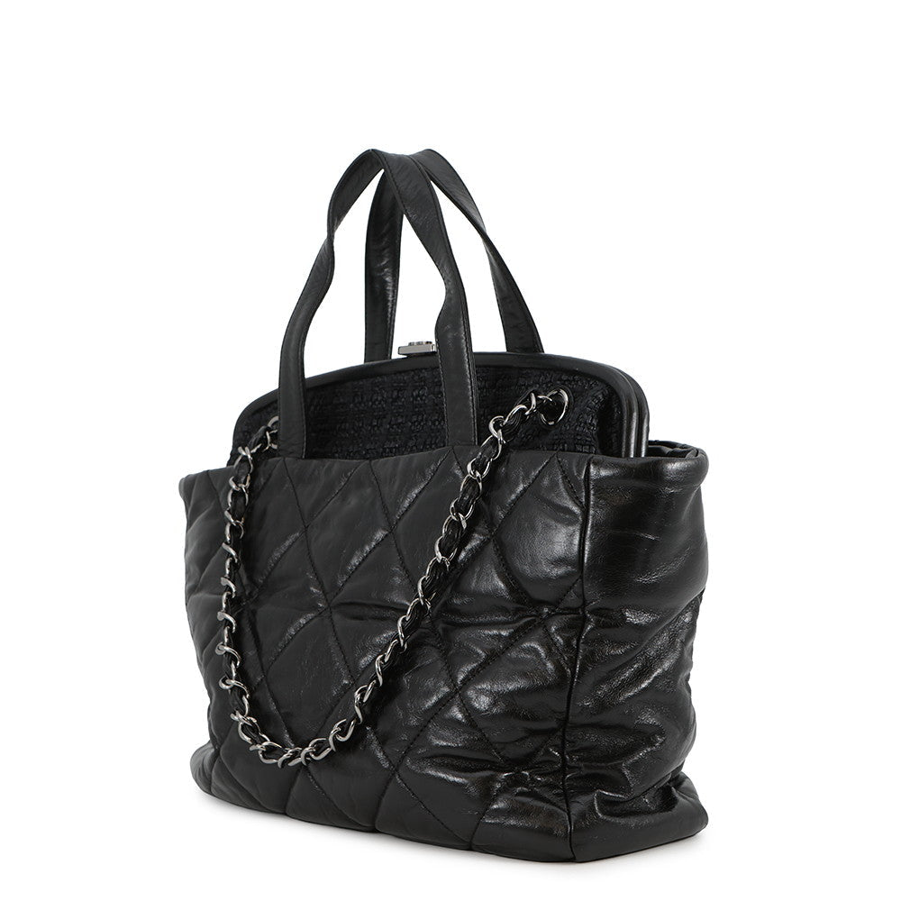 CHANEL Matelasse Portobello 2WAY ChainTote Bag BlackA46153 Vintage Leather Straw