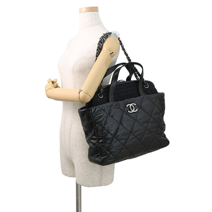 CHANEL Matelasse Portobello 2WAY ChainTote Bag BlackA46153 Vintage Leather Straw