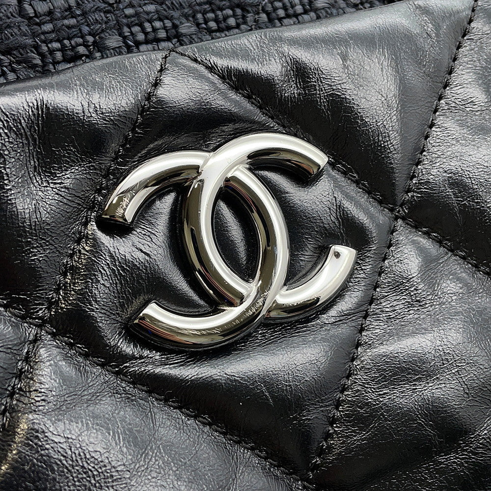 CHANEL Matelasse Portobello 2WAY ChainTote Bag BlackA46153 Vintage Leather Straw