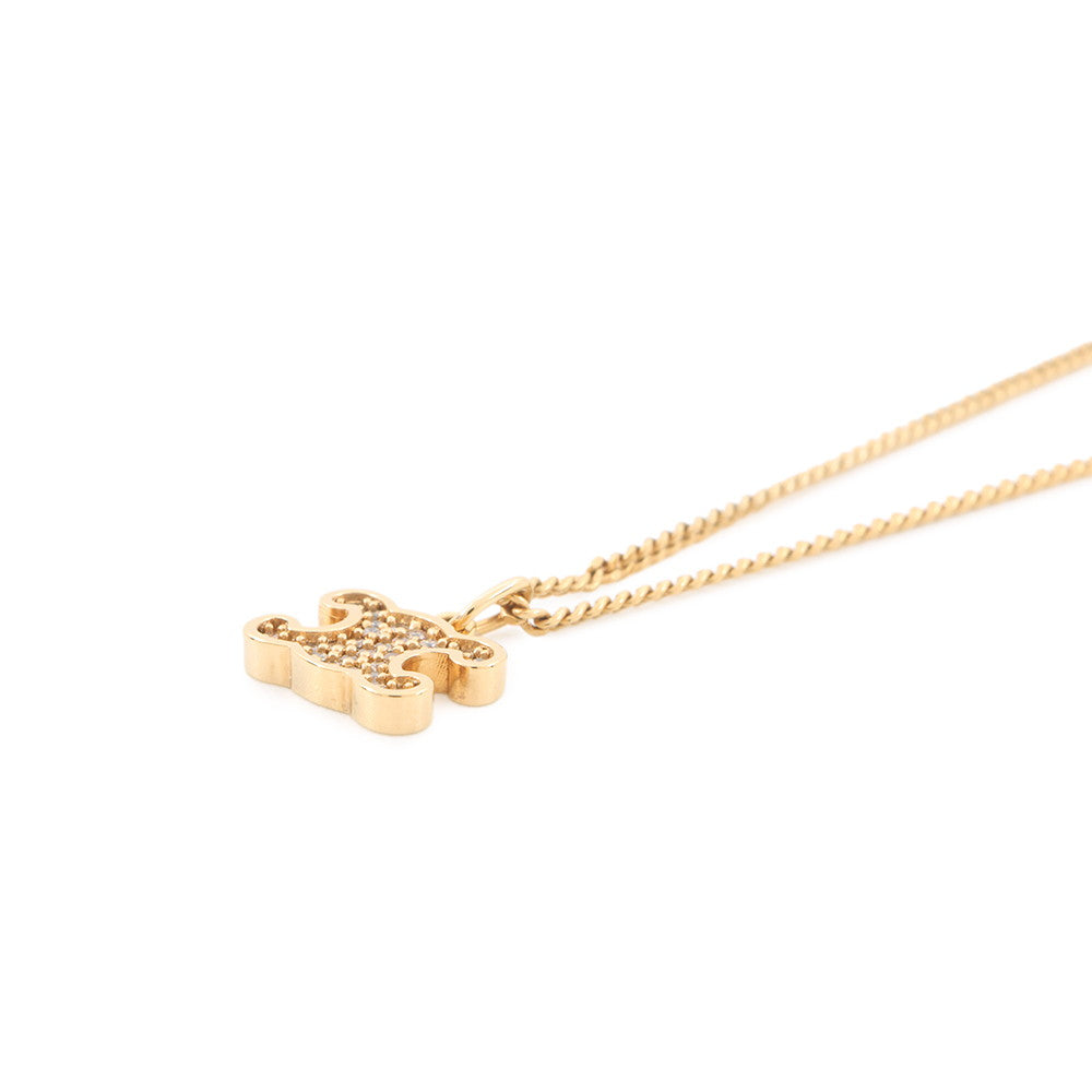 CELINE Triomphe Rhinestone Necklace460GB6BZI.35OR Gold Plated Rhinestone