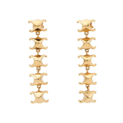 CELINE Triomphe Studded Long Earrings461FC6BRA.35OR Gold Plated