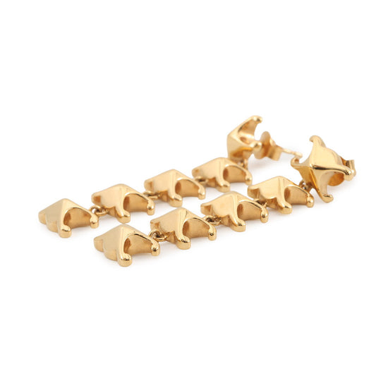 CELINE Triomphe Studded Long Earrings461FC6BRA.35OR Gold Plated