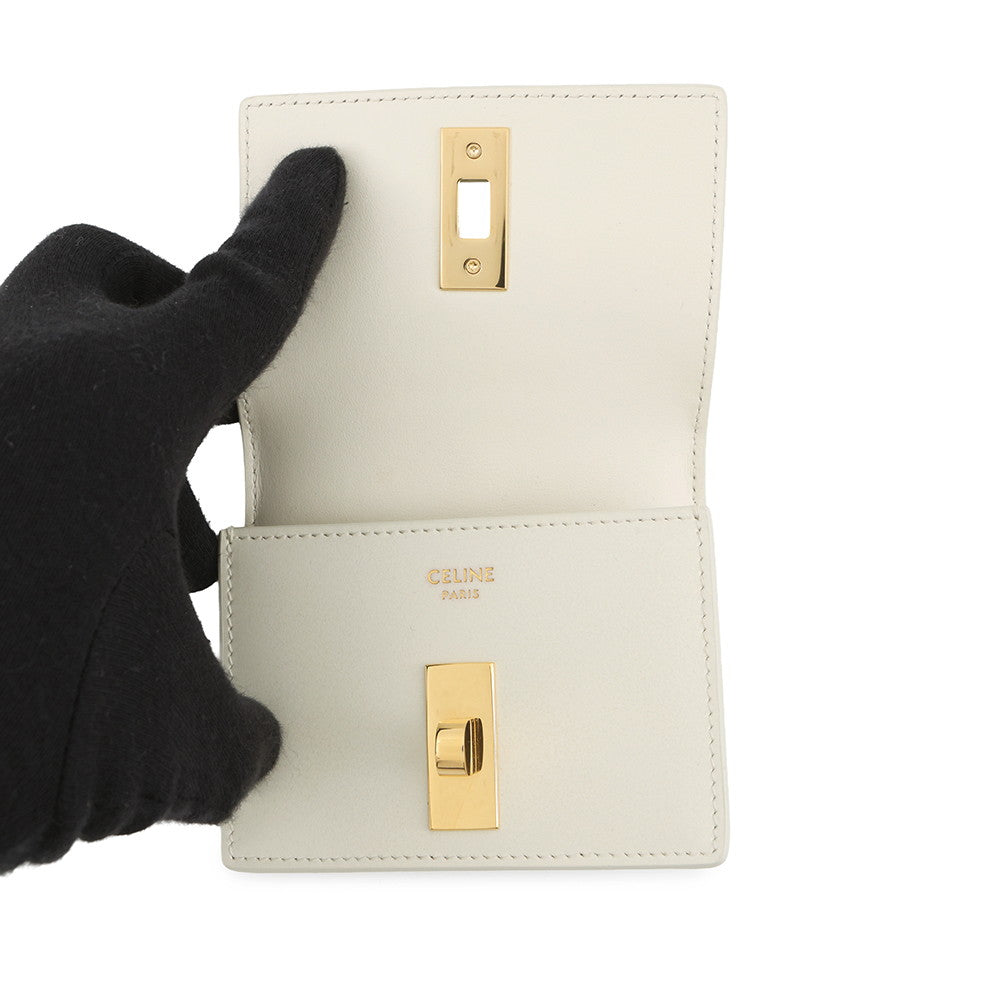 CELINE Card holder with flap, 16 sachets WhiteCotton10M473GCG.00WC Calf Leather