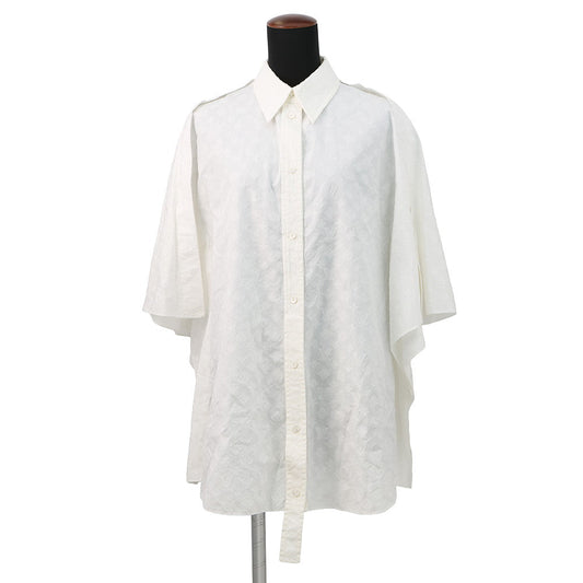 LOUIS VUITTON Monogram Dolman Sleeve Shirt Size 36 White Cotton100%