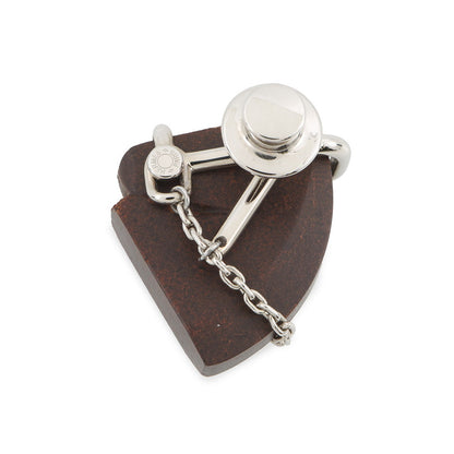 HERMES Cheval Brooch Brown Vulcanium Metal