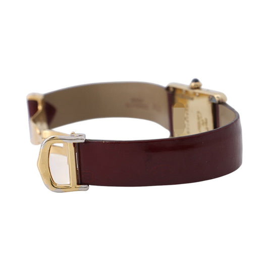 CARTIER Must Tank SM Vermeil H29mm×W22mm Gold Plated Leather White DialW1013654
