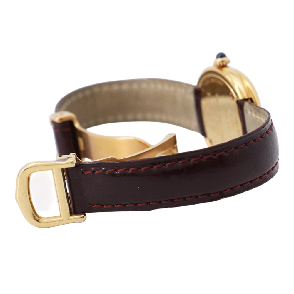 CARTIER Mast Trinity SM W27mm SV925 Gold Plated Leather White DialW1010744