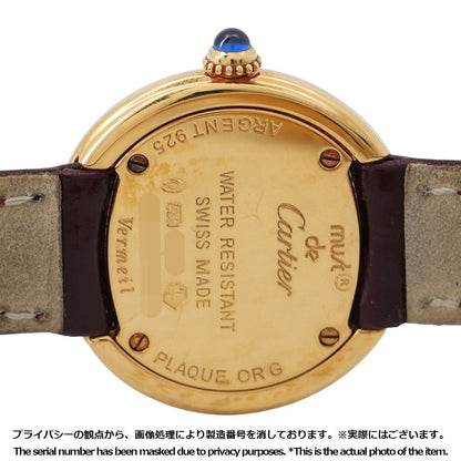 CARTIER Mast Trinity SM W27mm SV925 Gold Plated Leather White DialW1010744