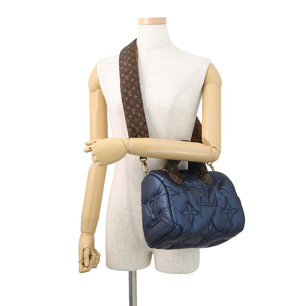 LOUIS VUITTON Speedy Bandouliere NavyM21061 Recycled MetallicNylon Monogram Size 25