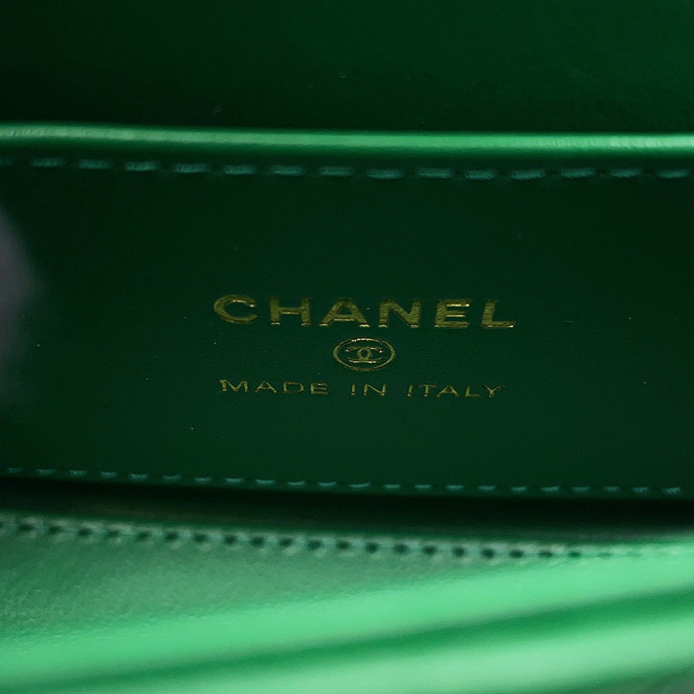 CHANEL Matelasse Mini Kelly ChainClutch GreenAP3435 Leather Size 4.7"