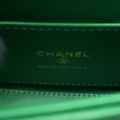 CHANEL Matelasse Mini Kelly ChainClutch GreenAP3435 Leather Size 4.7"