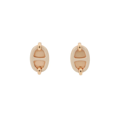 HERMES Maillon Mini Earrings claim Enamel Metal