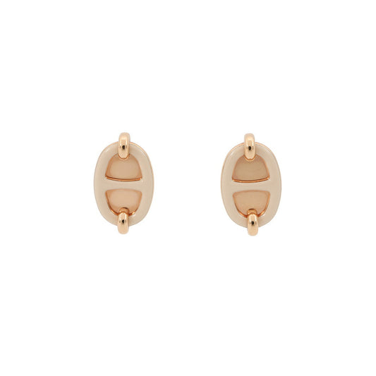 HERMES Maillon Mini Earrings claim Enamel Metal