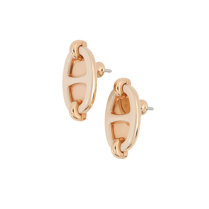 HERMES Maillon Mini Earrings claim Enamel Metal