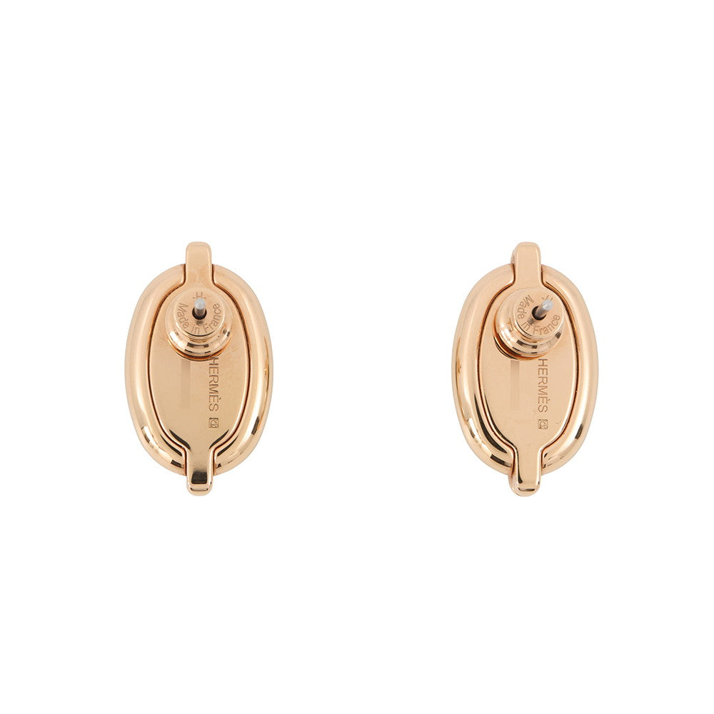HERMES Maillon Mini Earrings claim Enamel Metal